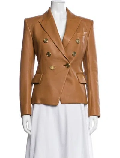 Pre-owned Balmain Lambskin Blazer In Brown