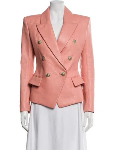 Pre-owned Balmain Lambskin Blazer In Pink