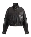 Balmain Multi-pocket Leather Bomber Jacket In Black