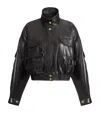 Balmain Multi-pocket Leather Bomber Jacket In Black