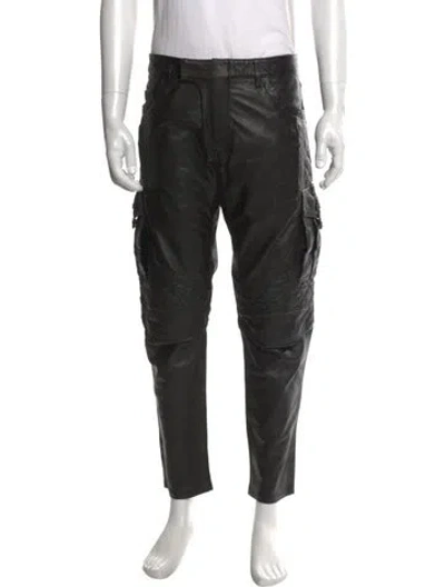 Pre-owned Balmain Lambskin Cargo Pants In Black