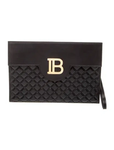 Pre-owned Balmain Lambskin Clutch In Black