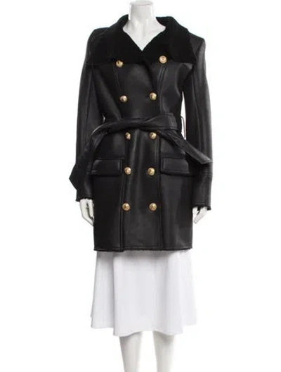 Pre-owned Balmain Lambskin Coat In Black