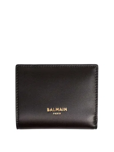 Balmain Lambskin Coin Purse In Black