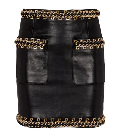 Balmain Lambskin Embellished Mini Skirt In Black