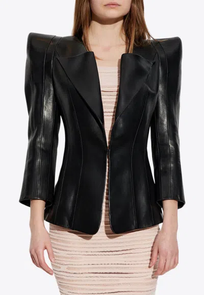 Balmain Lambskin Jacket With Structured Shoulders