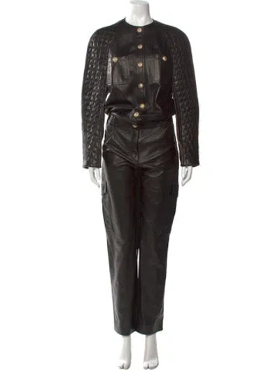 Pre-owned Balmain Lambskin Jumpsuit W/ Tags In Black