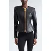 Balmain Lambskin Leather Basque Jacket In Black
