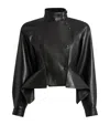 Balmain Pony-effect Leather Peplum Jacket In Black