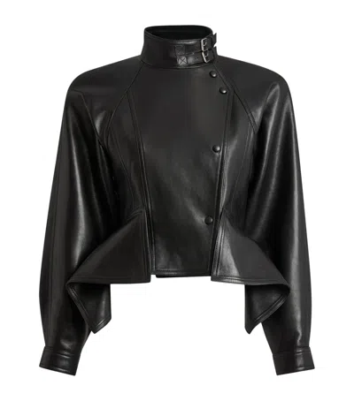 Balmain Lambskin Leather Jacket In Black