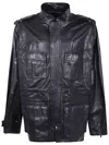 Balmain Lambskin Leather Mid Length Parka Clothing In Black