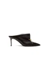 Balmain Lambskin Leather Mules With Front Piercing In Black