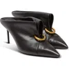 Balmain Lambskin Leather Mules With Front Piercing In Black