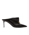 Balmain Lambskin Leather Mules With Front Piercing In Black