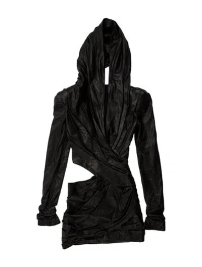 Pre-owned Balmain Lambskin Mini Dress In Black