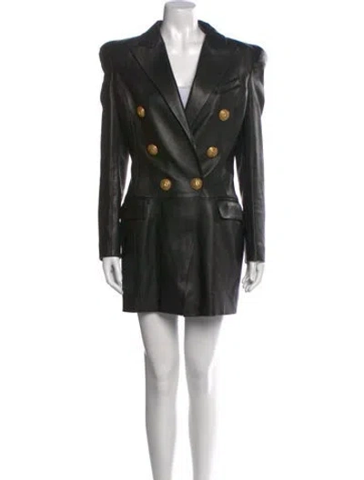 Pre-owned Balmain Lambskin Mini Dress In Black