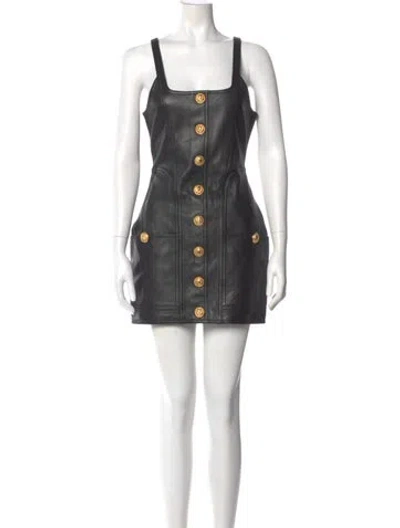 Pre-owned Balmain Lambskin Mini Dress In Black