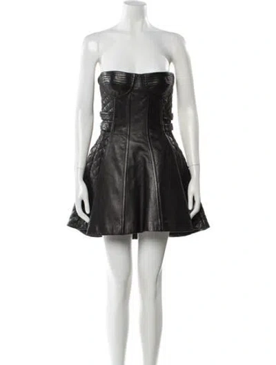 Pre-owned Balmain Lambskin Mini Dress In Black