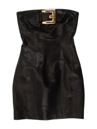 Pre-owned Balmain Lambskin Mini Dress In Black