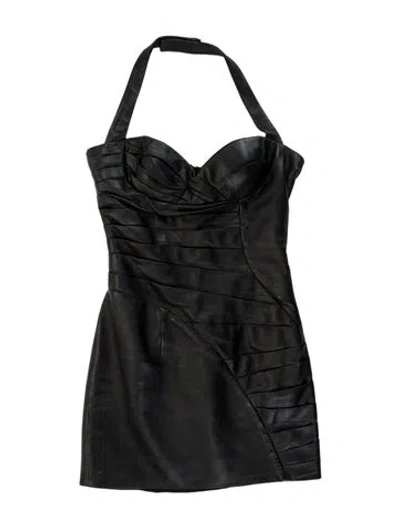 Pre-owned Balmain Lambskin Mini Dress In Grey