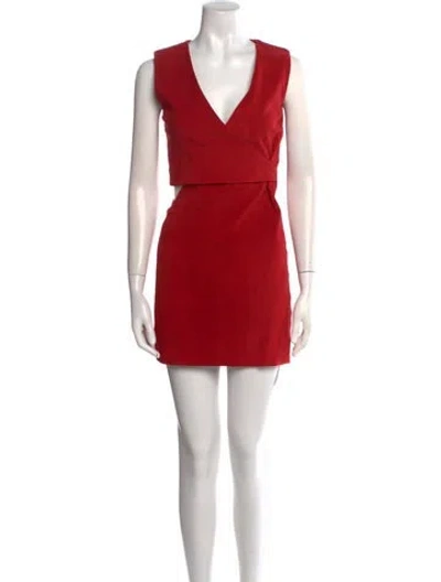 Pre-owned Balmain Lambskin Mini Dress In Red