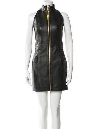 Pre-owned Balmain Lambskin Mini Dress W/ Tags In Black