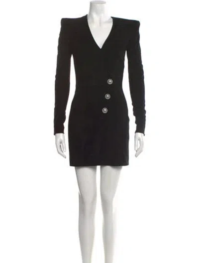 Pre-owned Balmain Lambskin Mini Dress W/ Tags In Black
