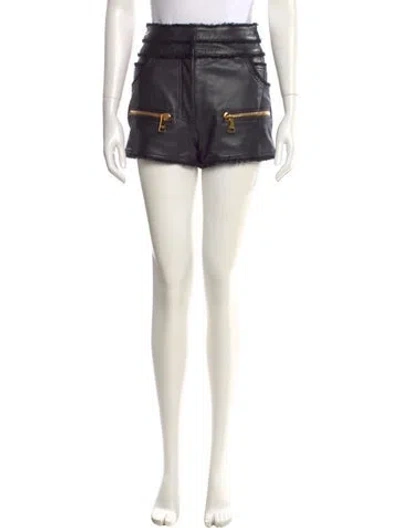 Pre-owned Balmain Lambskin Mini Shorts In Black