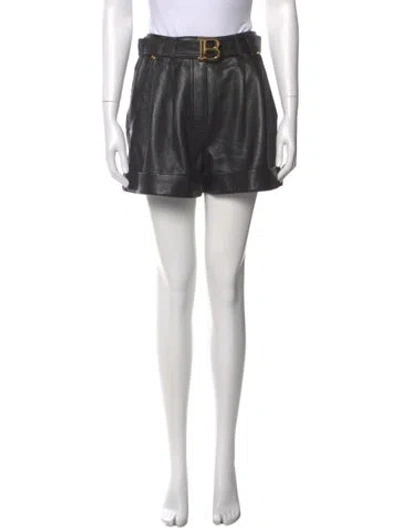 Pre-owned Balmain Lambskin Mini Shorts In Black