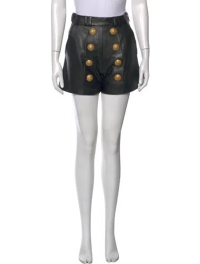 Pre-owned Balmain Lambskin Mini Shorts In Black
