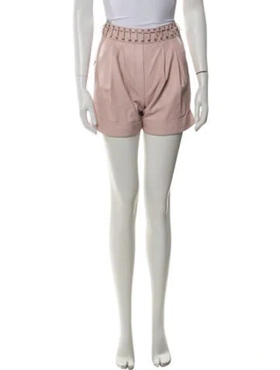 Pre-owned Balmain Lambskin Mini Shorts W/ Tags In Pink