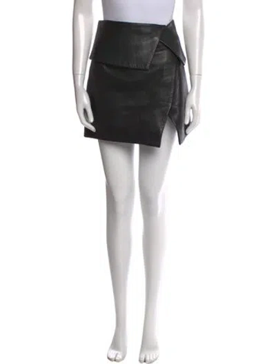 Pre-owned Balmain Lambskin Mini Skirt In Black