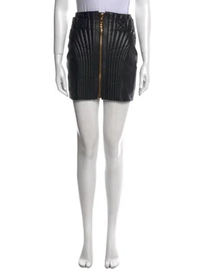 Pre-owned Balmain Lambskin Mini Skirt In Black