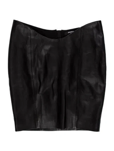 Pre-owned Balmain Lambskin Mini Skirt In Black