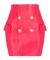 Balmain 4-button Leather Mini Skirt In Orange