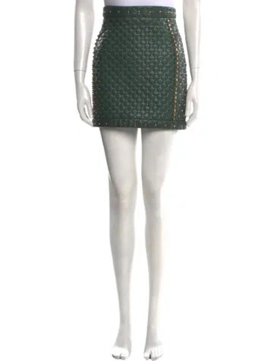Pre-owned Balmain Lambskin Mini Skirt In Silver
