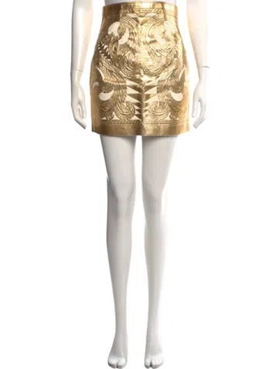 Pre-owned Balmain Lambskin Mini Skirt W/ Tags In Gold