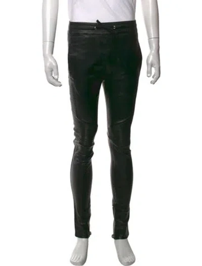 Pre-owned Balmain Lambskin Moto Pants In Black