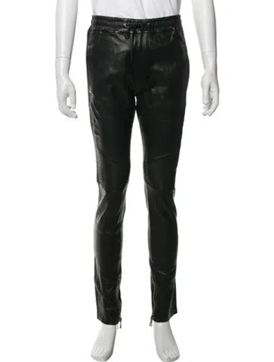 Pre-owned Balmain Lambskin Moto Pants In Black