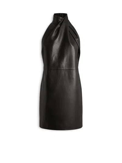 Balmain Lambskin Open-back Dress In Black