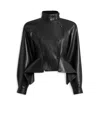 Balmain Pony-effect Leather Peplum Jacket In Black