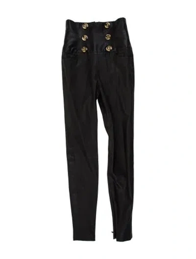 Pre-owned Balmain Lambskin Skinny Leg Pants In Black