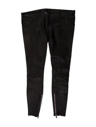 Pre-owned Balmain Lambskin Skinny Leg Pants In Brown