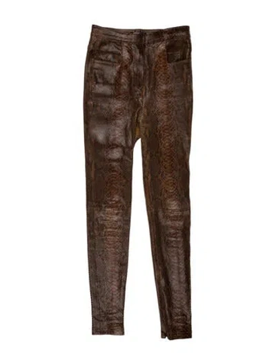 Pre-owned Balmain Lambskin Skinny Leg Pants In Brown