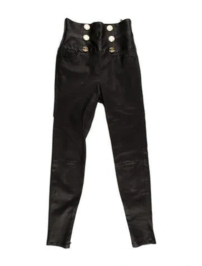 Pre-owned Balmain Lambskin Skinny Leg Pants In Gray