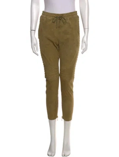 Pre-owned Balmain Lambskin Skinny Leg Pants In Green