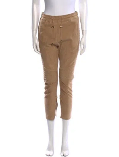 Pre-owned Balmain Lambskin Skinny Leg Pants In Neutral