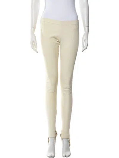 Pre-owned Balmain Lambskin Skinny Leg Pants In Neutrals