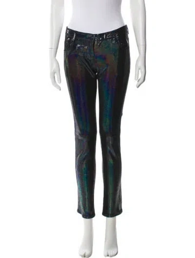 Pre-owned Balmain Lambskin Straight Leg Pants In Black