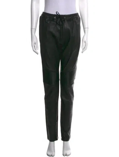 Pre-owned Balmain Lambskin Straight Leg Pants W/ Tags In Black/metallic